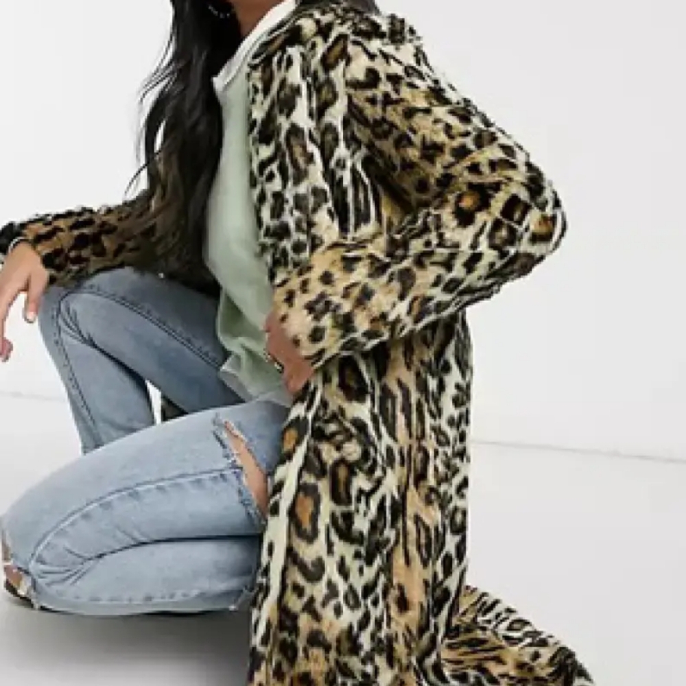 Free People Leopard Print Faux Fur Coat Size S